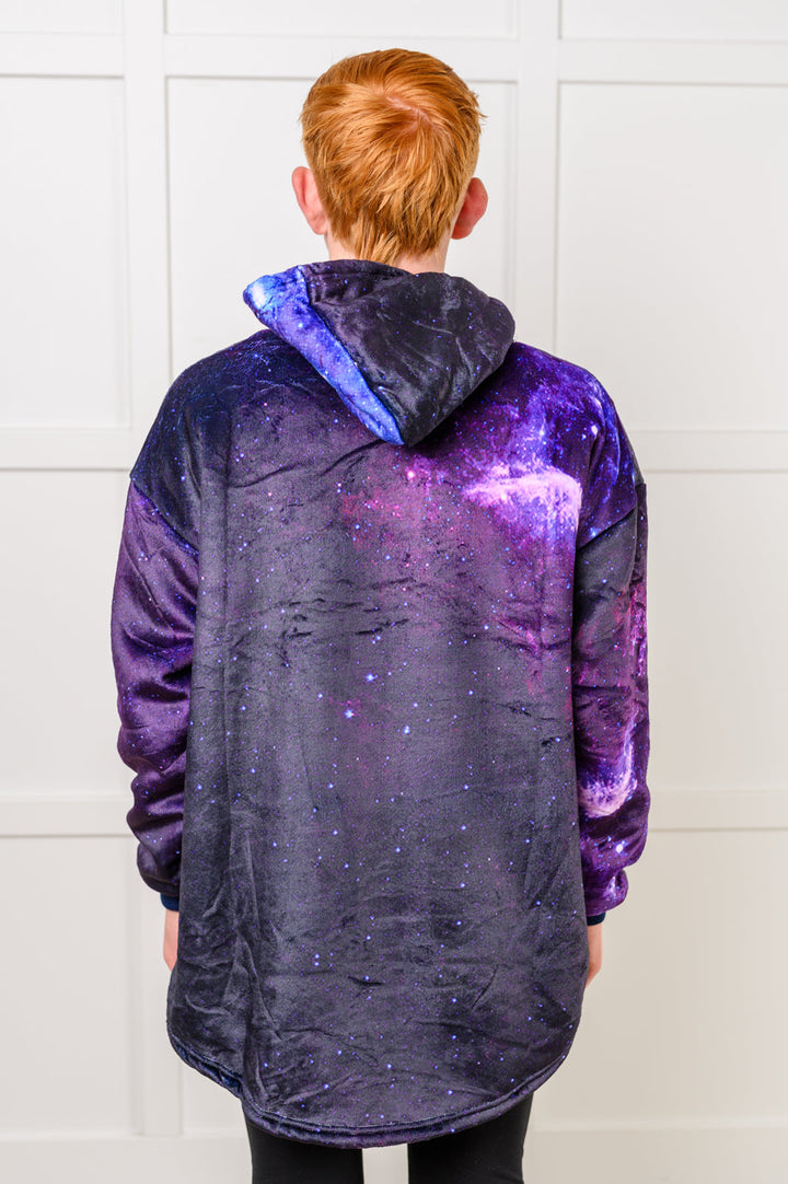 Kids Oversized Hoodie Blanket in Starry Sky-Sweaters/Sweatshirts-Inspired by Justeen-Women's Clothing Boutique