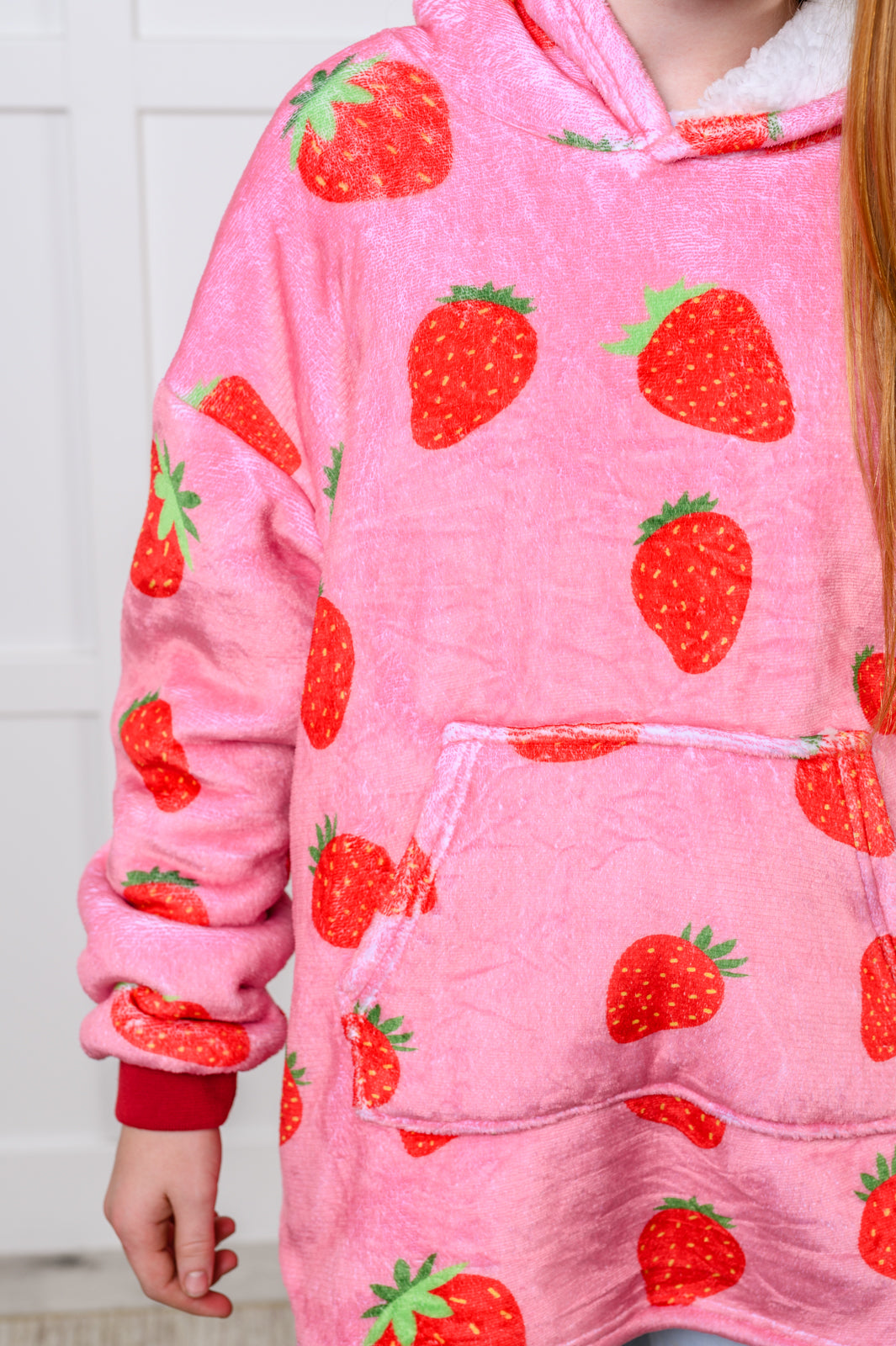 Kids Oversized Hoodie Blanket in Strawberry-Sweaters/Sweatshirts-Inspired by Justeen-Women's Clothing Boutique