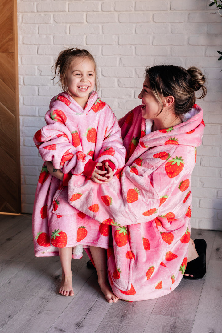 Kids Oversized Hoodie Blanket in Strawberry-Sweaters/Sweatshirts-Inspired by Justeen-Women's Clothing Boutique