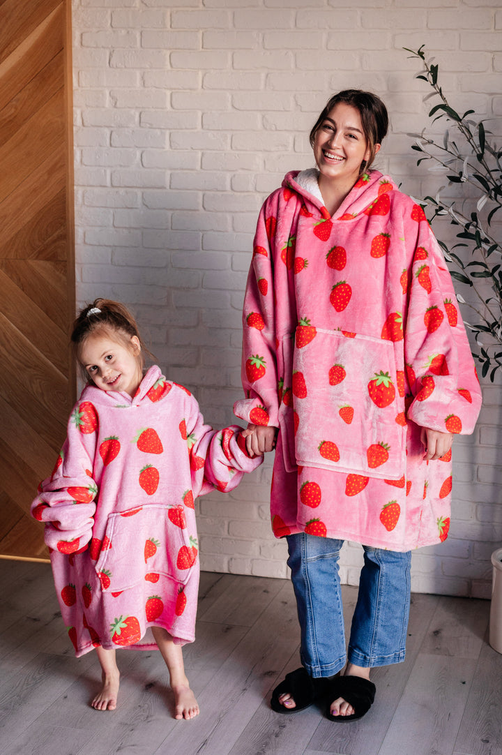 Oversized Blanket Hoodie in Strawberry-Sweaters/Sweatshirts-Inspired by Justeen-Women's Clothing Boutique