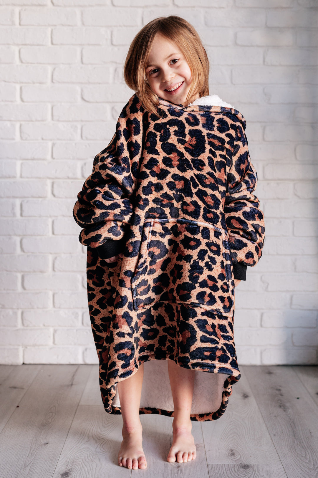 Kids Oversized Hoodie Blanket in Leopard-Sweaters/Sweatshirts-Inspired by Justeen-Women's Clothing Boutique