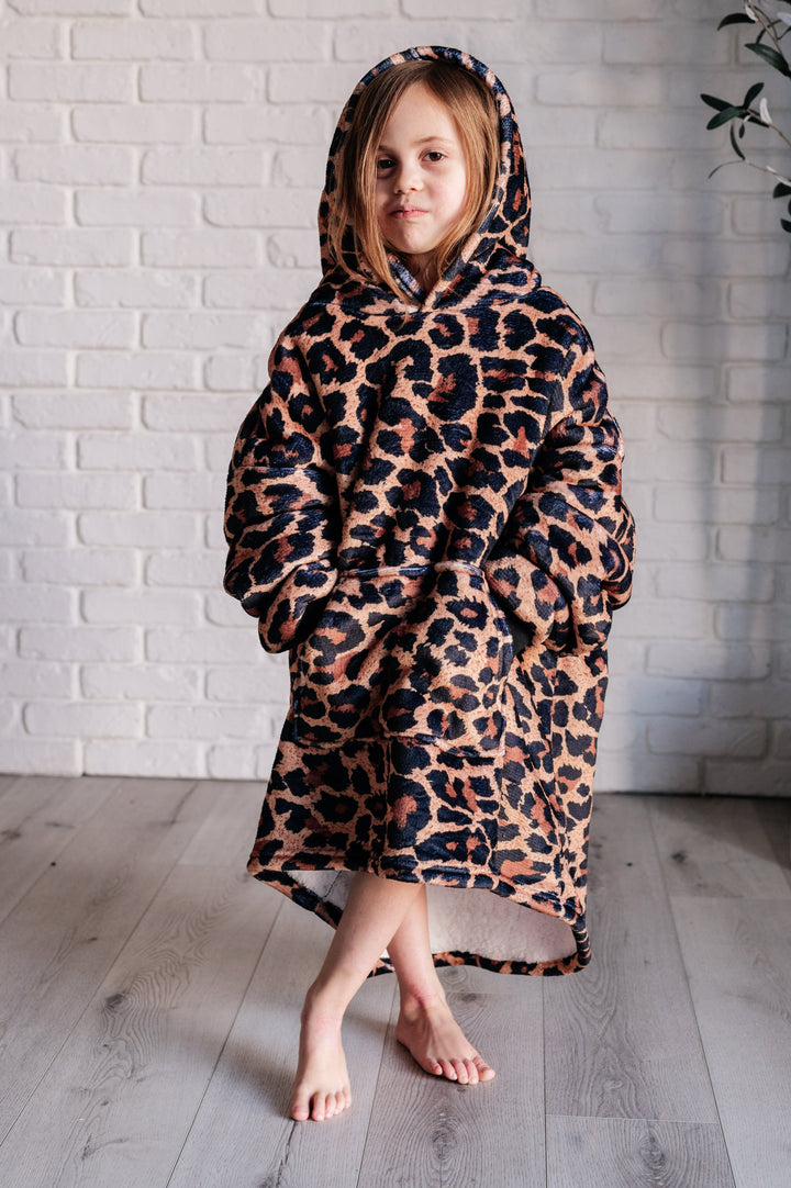 Kids Oversized Hoodie Blanket in Leopard-Sweaters/Sweatshirts-Inspired by Justeen-Women's Clothing Boutique