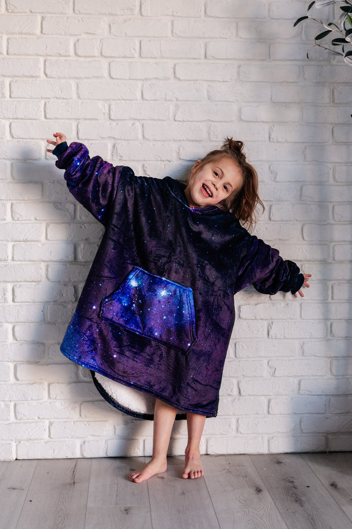 Kids Oversized Hoodie Blanket in Starry Sky-Sweaters/Sweatshirts-Inspired by Justeen-Women's Clothing Boutique