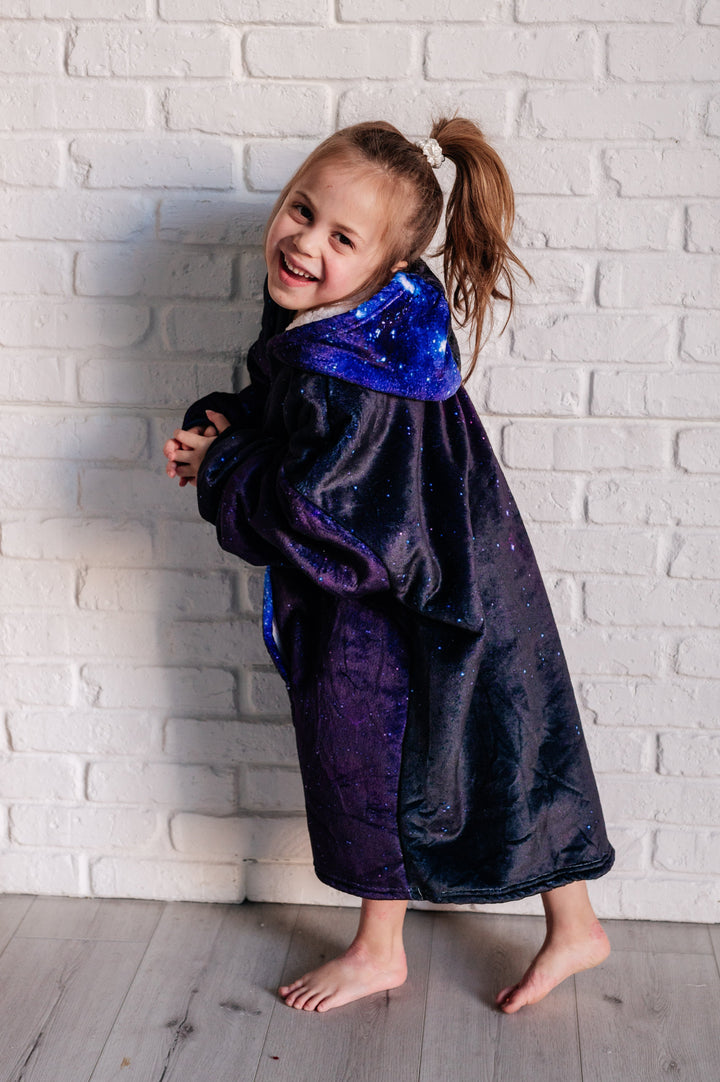 Kids Oversized Hoodie Blanket in Starry Sky-Sweaters/Sweatshirts-Inspired by Justeen-Women's Clothing Boutique