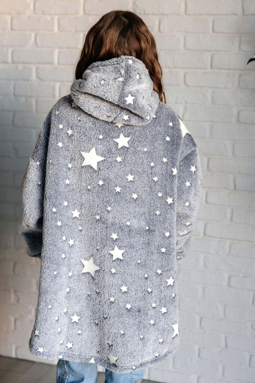 Kids Oversized Hoodie Blanket in Grey Stars-Sweaters/Sweatshirts-Inspired by Justeen-Women's Clothing Boutique