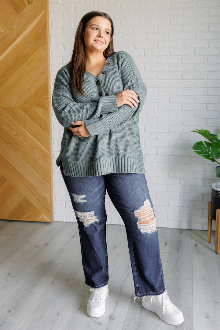 Lakeside View Drop Shoulder Sweater in Sage-Sweaters/Sweatshirts-Inspired by Justeen-Women's Clothing Boutique