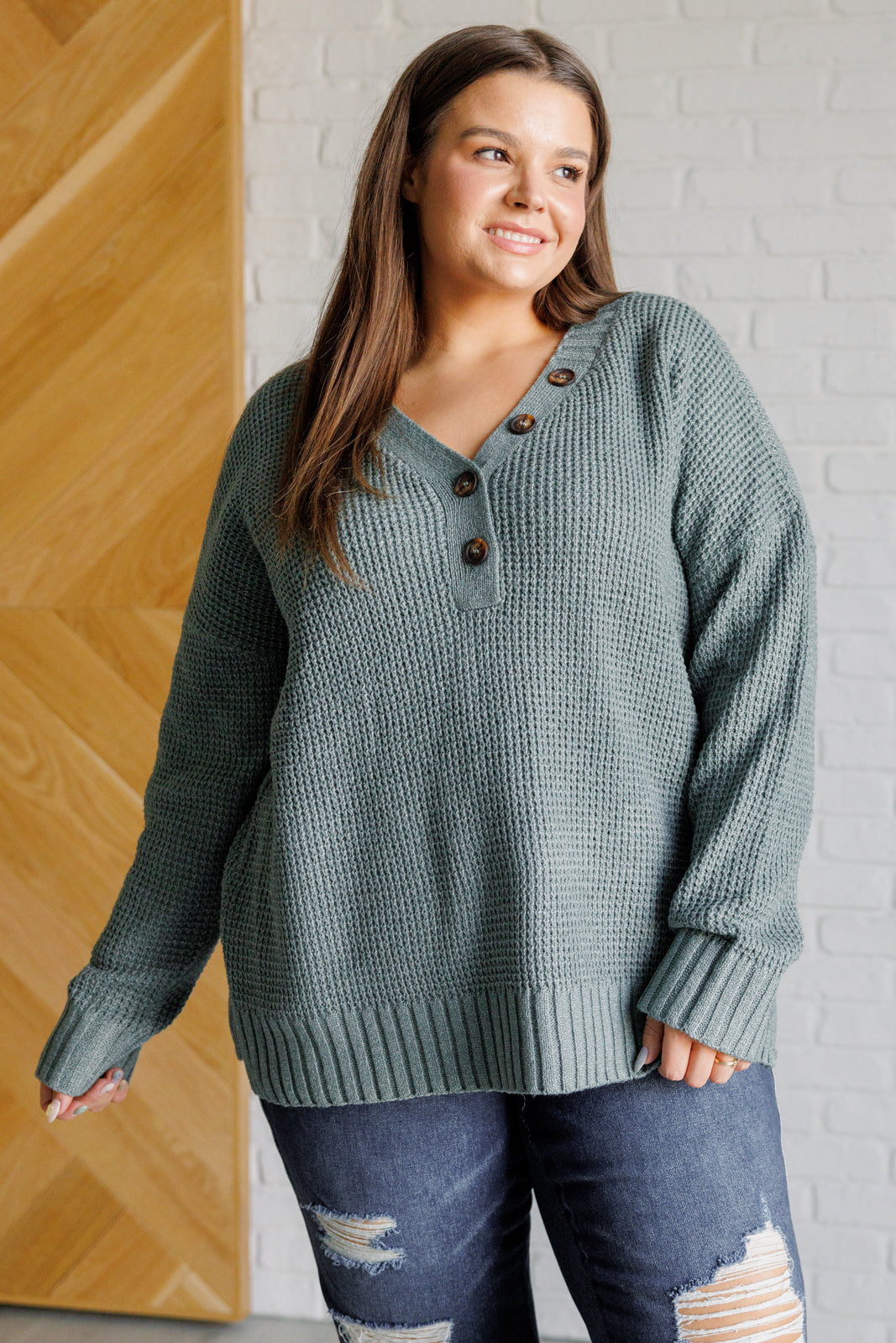 Lakeside View Drop Shoulder Sweater in Sage-Sweaters/Sweatshirts-Inspired by Justeen-Women's Clothing Boutique