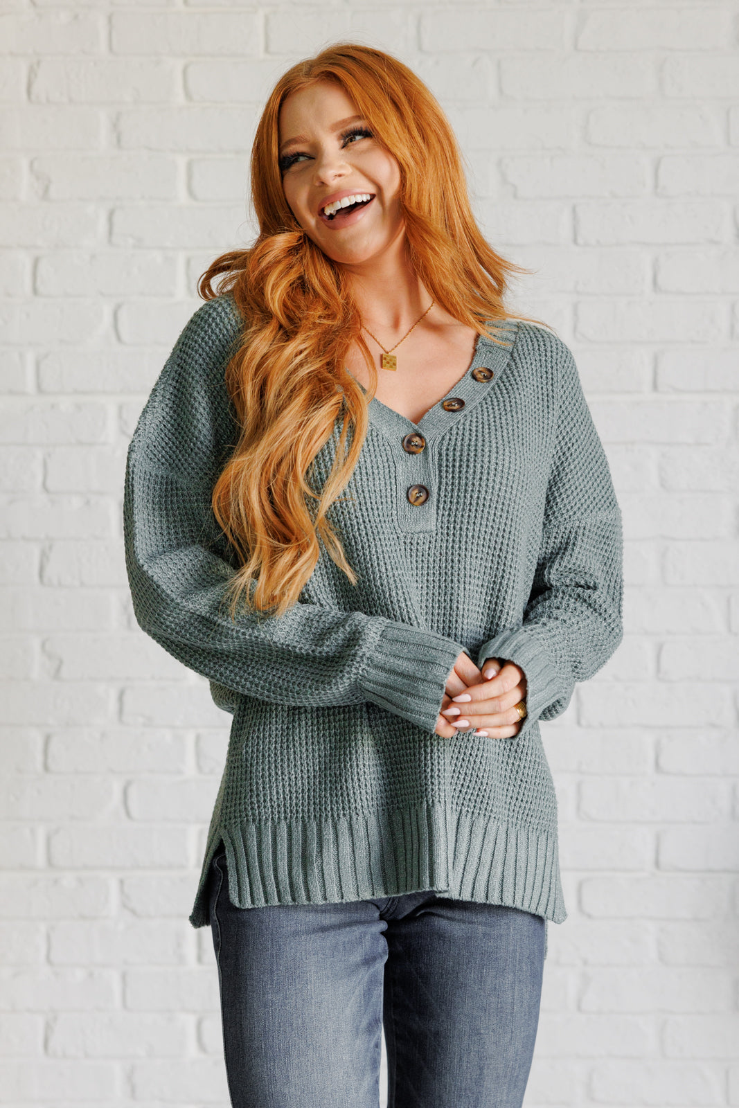 Lakeside View Drop Shoulder Sweater in Sage-Sweaters/Sweatshirts-Inspired by Justeen-Women's Clothing Boutique