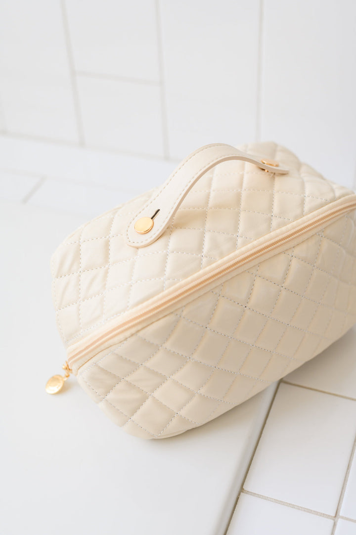 Large Capacity Quilted Makeup Bag in Cream-220 Beauty/Gift-Inspired by Justeen-Women's Clothing Boutique