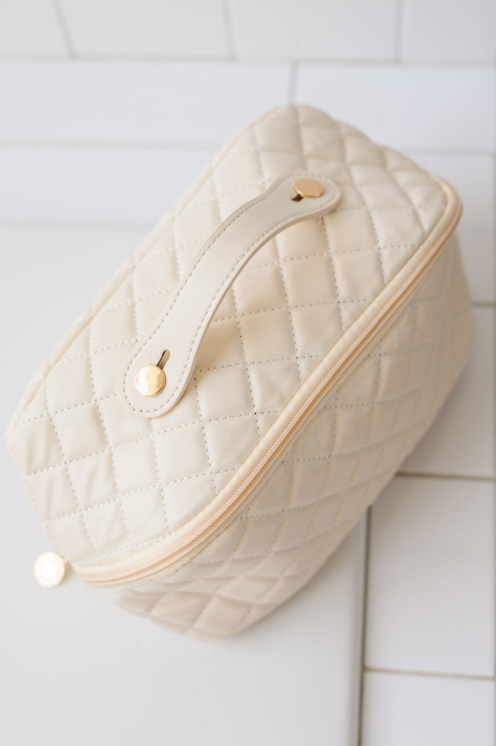 Large Capacity Quilted Makeup Bag in Cream-220 Beauty/Gift-Inspired by Justeen-Women's Clothing Boutique