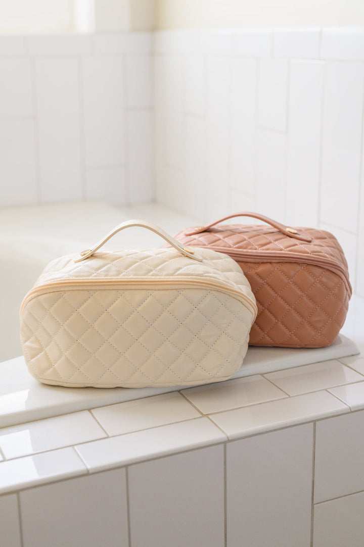 Large Capacity Quilted Makeup Bag in Cream-220 Beauty/Gift-Inspired by Justeen-Women's Clothing Boutique