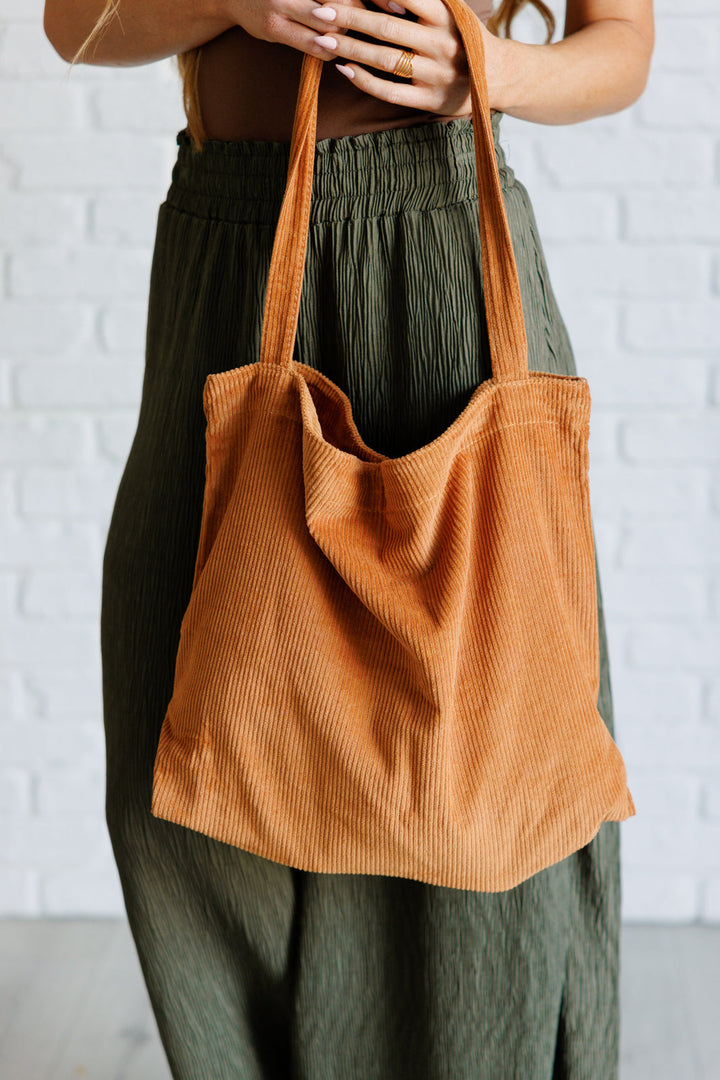 Last Minute Corduroy Tote in Brown-200 Purses/Bags-Inspired by Justeen-Women's Clothing Boutique