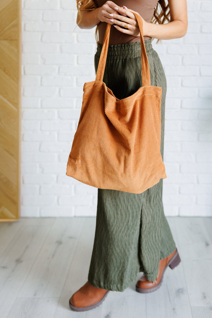 Last Minute Corduroy Tote in Brown-200 Purses/Bags-Inspired by Justeen-Women's Clothing Boutique