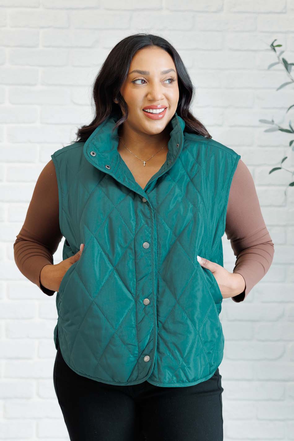 Layering Queen Quilted Puffer Vest in Hunter Green-Outerwear-Inspired by Justeen-Women's Clothing Boutique