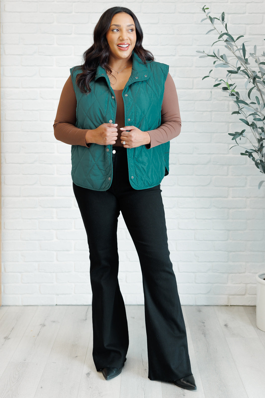 Layering Queen Quilted Puffer Vest in Hunter Green-Outerwear-Inspired by Justeen-Women's Clothing Boutique