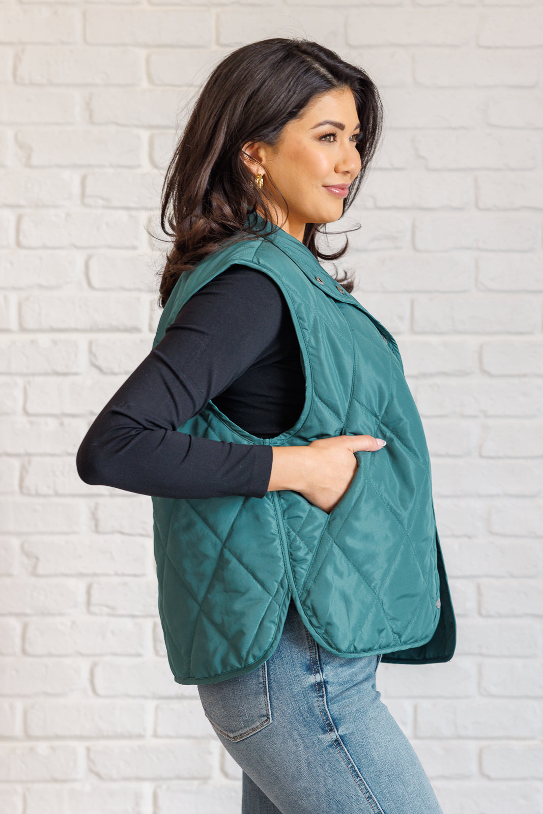 Layering Queen Quilted Puffer Vest in Hunter Green-Outerwear-Inspired by Justeen-Women's Clothing Boutique