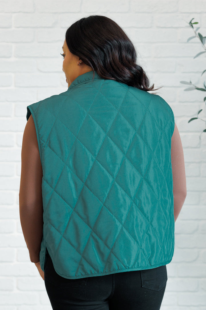 Layering Queen Quilted Puffer Vest in Hunter Green-Outerwear-Inspired by Justeen-Women's Clothing Boutique