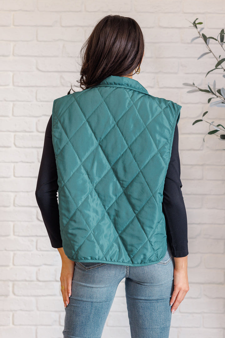 Layering Queen Quilted Puffer Vest in Hunter Green-Outerwear-Inspired by Justeen-Women's Clothing Boutique