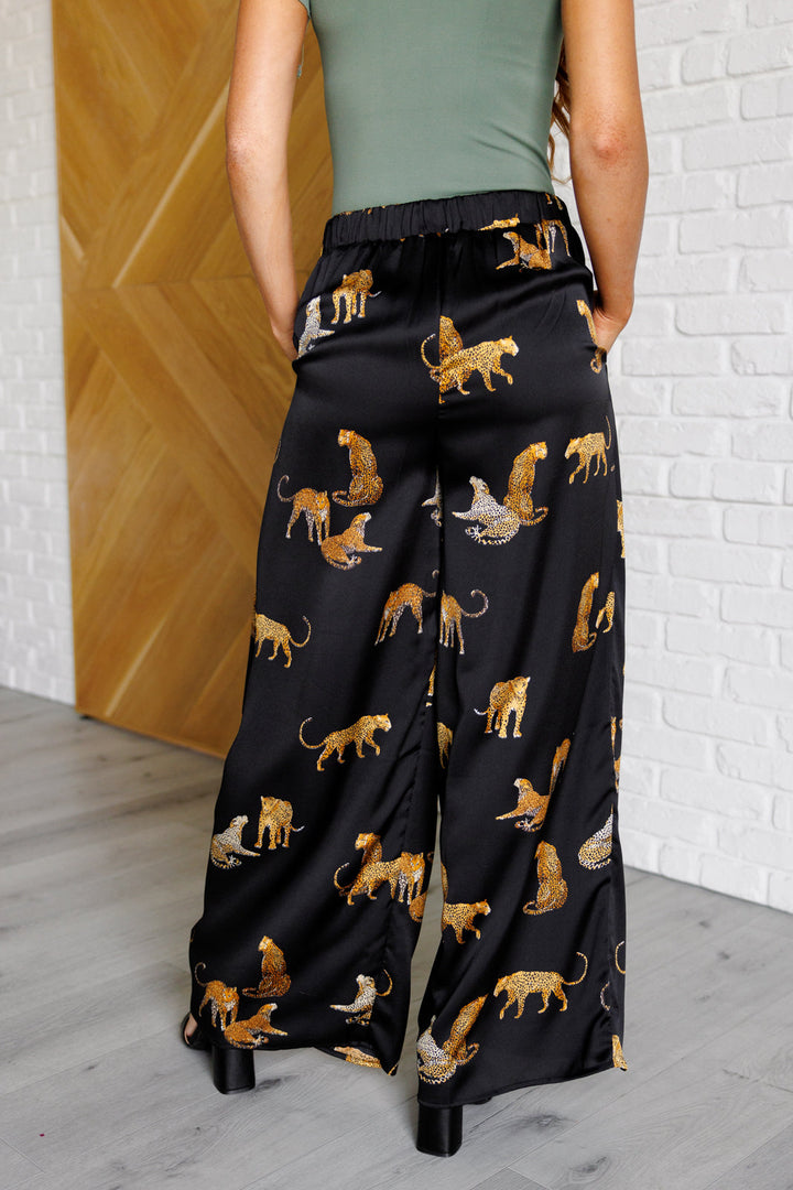 Legendary in Leopard Satin Wide Leg Pants-Pants-Inspired by Justeen-Women's Clothing Boutique