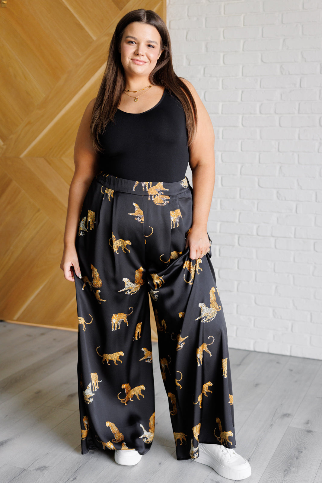 Legendary in Leopard Satin Wide Leg Pants-Pants-Inspired by Justeen-Women's Clothing Boutique