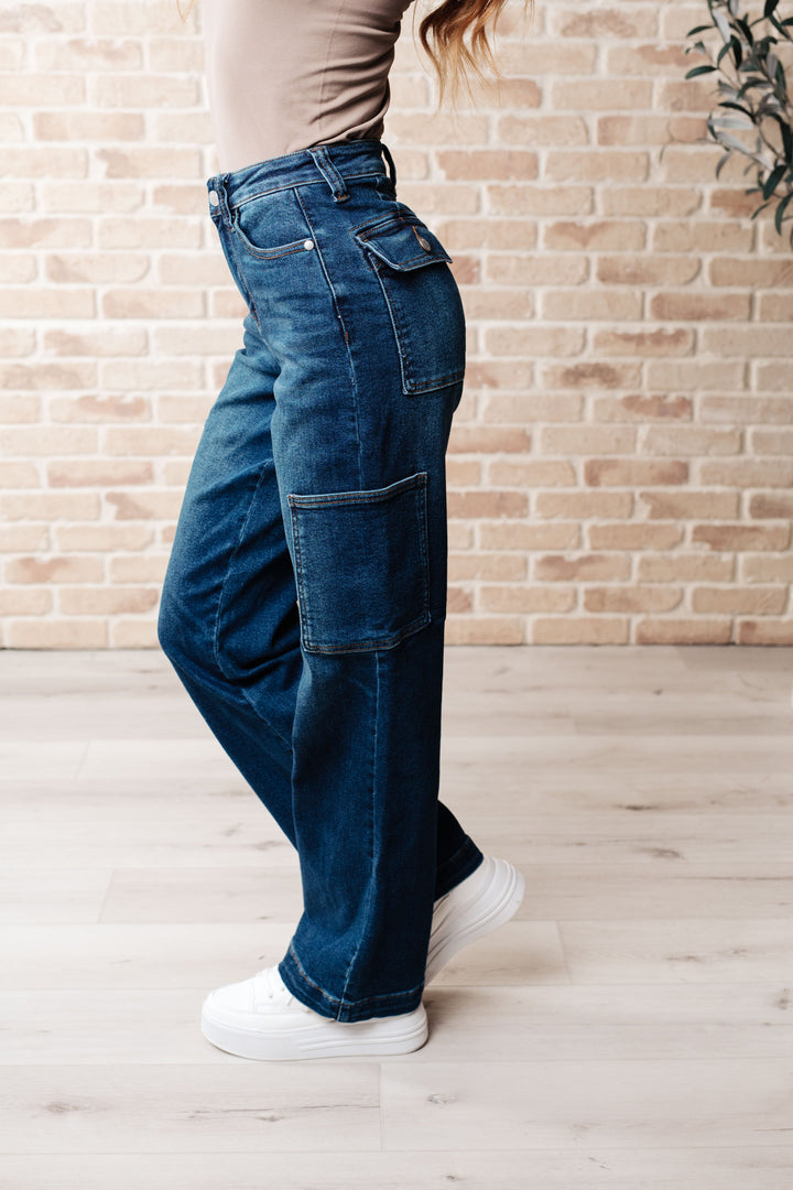 Leila High Rise Cargo Straight Jeans-Denim-Inspired by Justeen-Women's Clothing Boutique