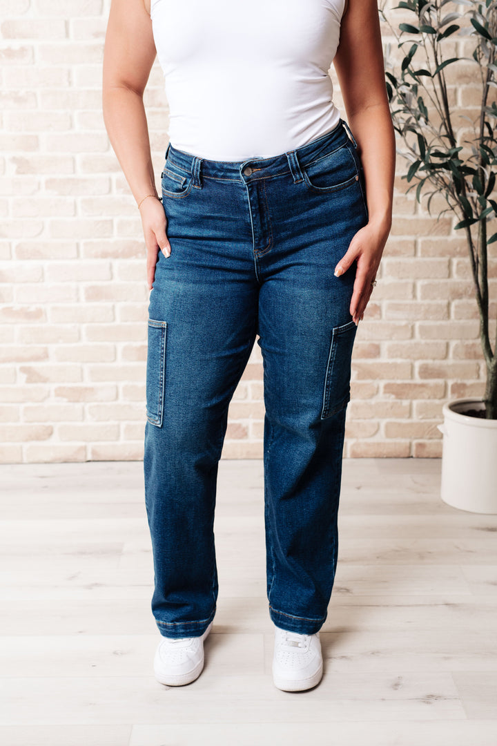 Leila High Rise Cargo Straight Jeans-Denim-Inspired by Justeen-Women's Clothing Boutique