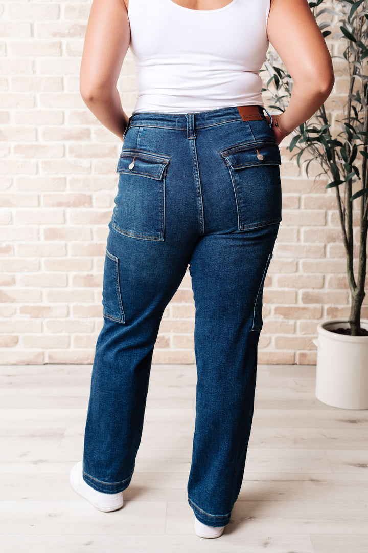 Leila High Rise Cargo Straight Jeans-Denim-Inspired by Justeen-Women's Clothing Boutique