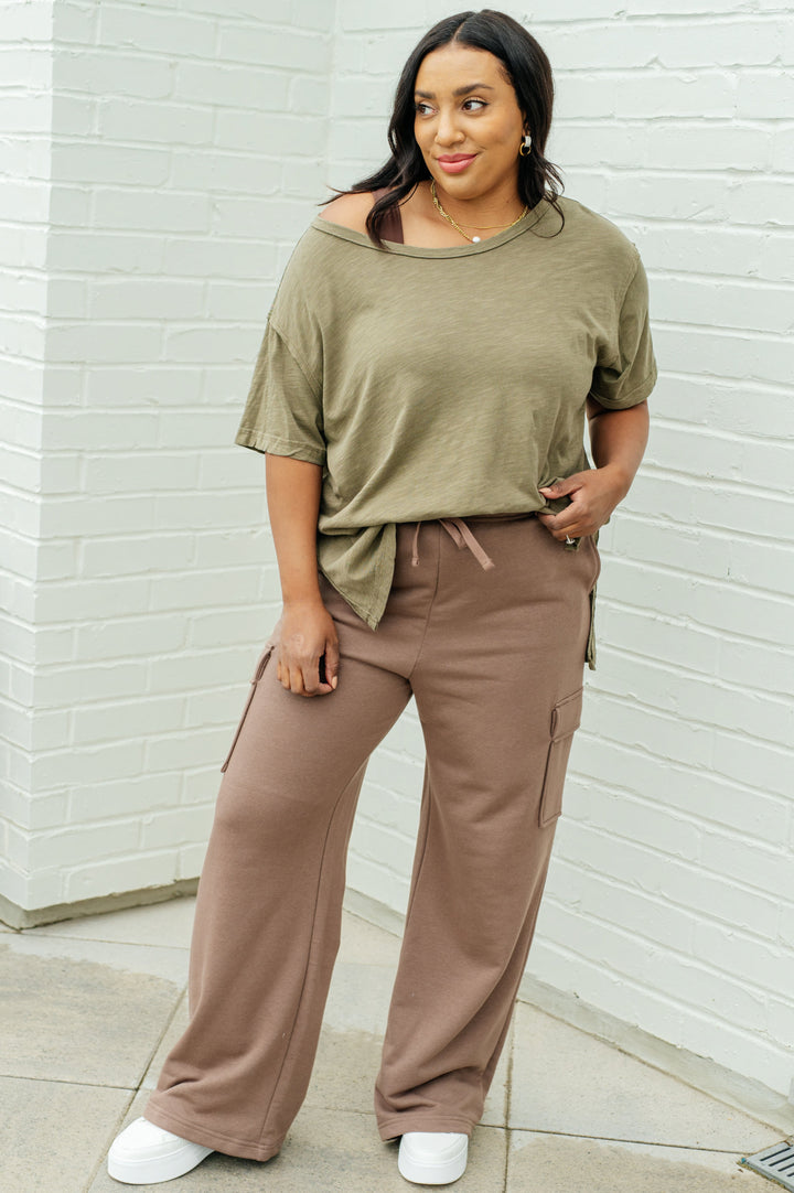 Let Me Live Relaxed Tee in Army-Short Sleeve Tops-Inspired by Justeen-Women's Clothing Boutique