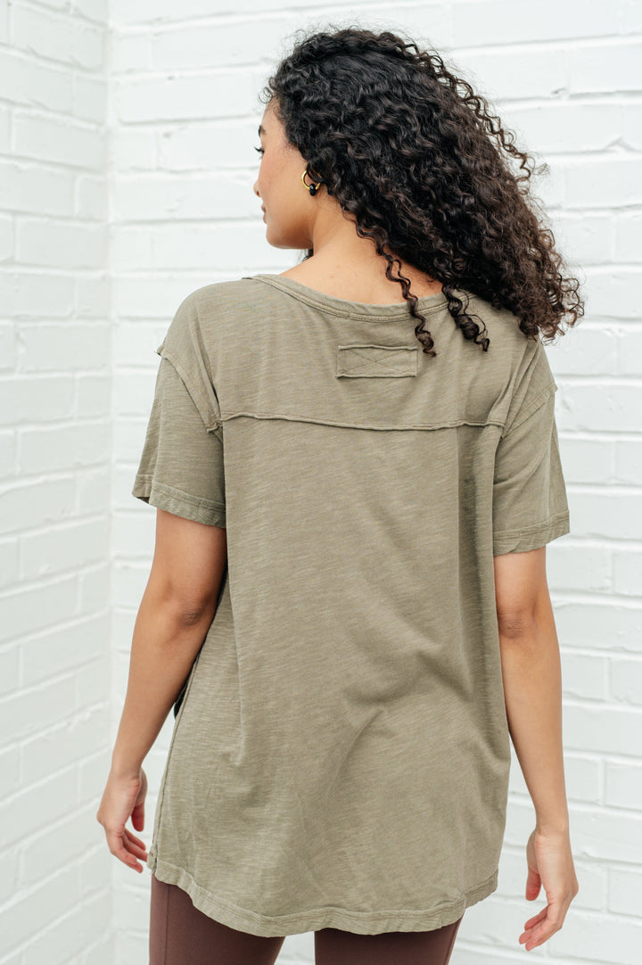 Let Me Live Relaxed Tee in Army-Short Sleeve Tops-Inspired by Justeen-Women's Clothing Boutique