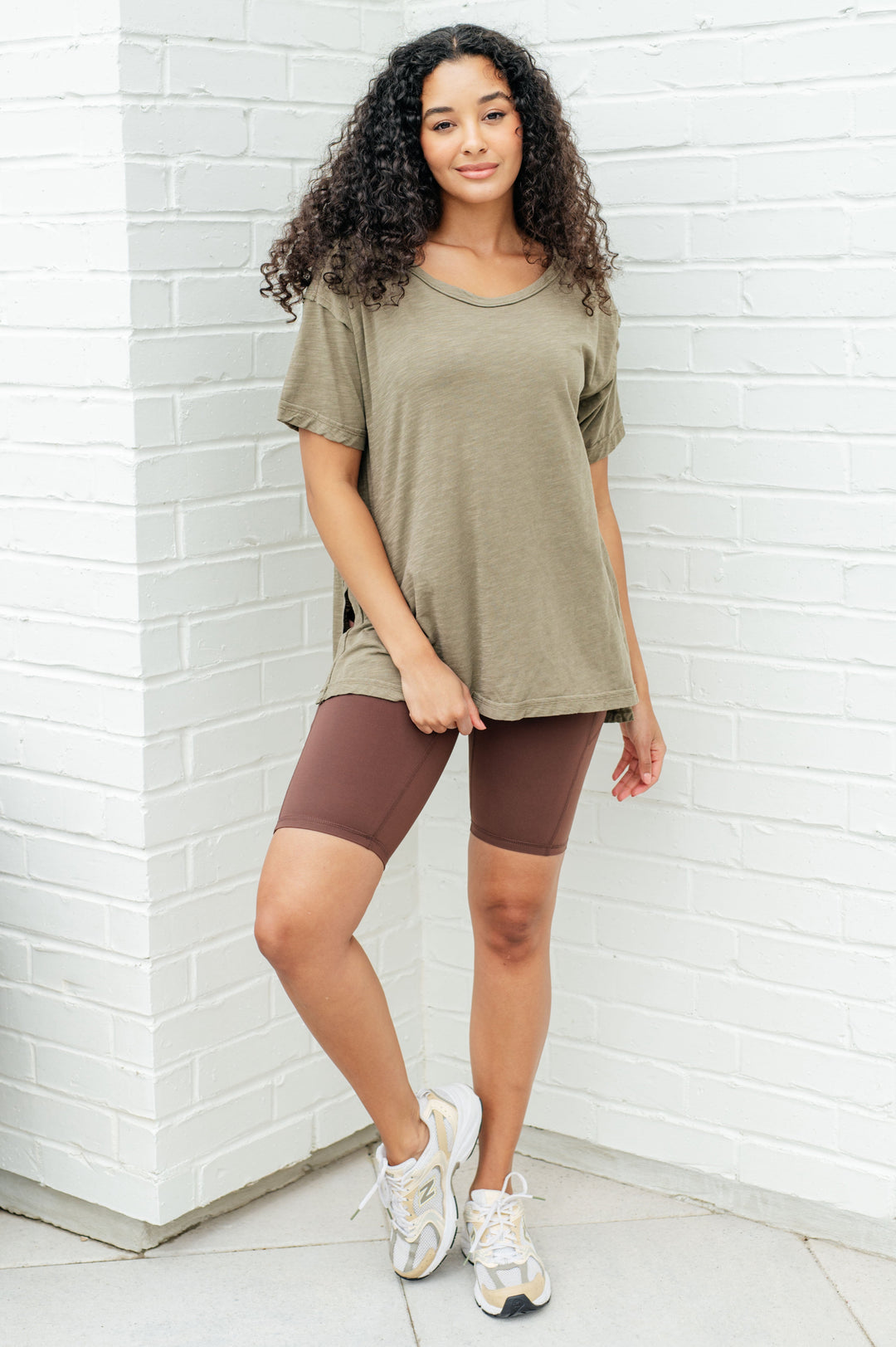 Let Me Live Relaxed Tee in Army-Short Sleeve Tops-Inspired by Justeen-Women's Clothing Boutique