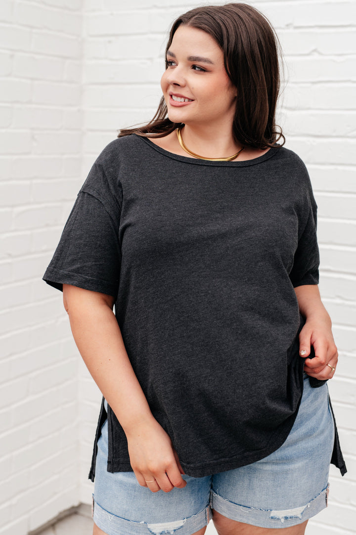 Let Me Live Relaxed Tee in Black-Short Sleeve Tops-Inspired by Justeen-Women's Clothing Boutique