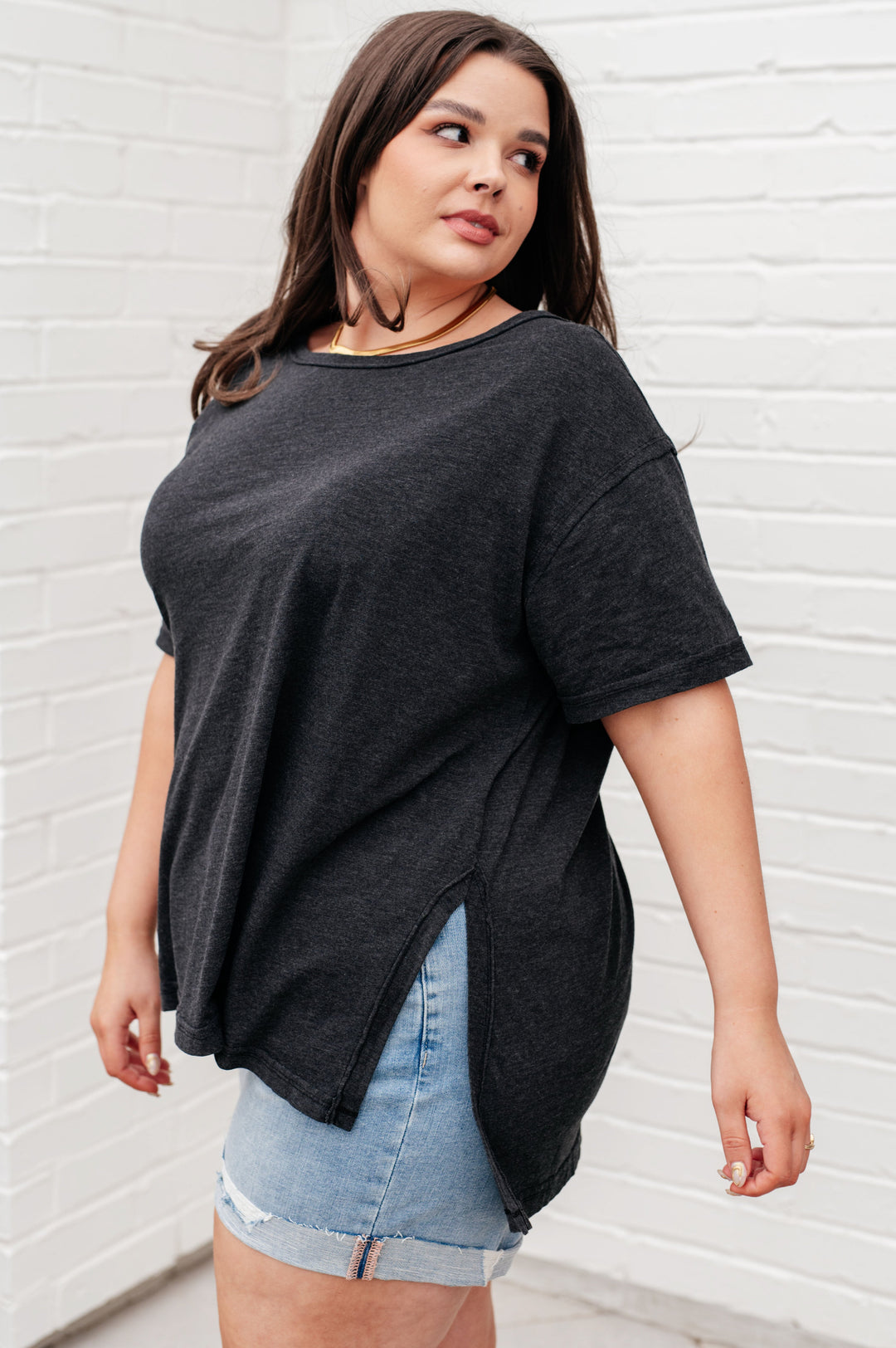 Let Me Live Relaxed Tee in Black-Short Sleeve Tops-Inspired by Justeen-Women's Clothing Boutique