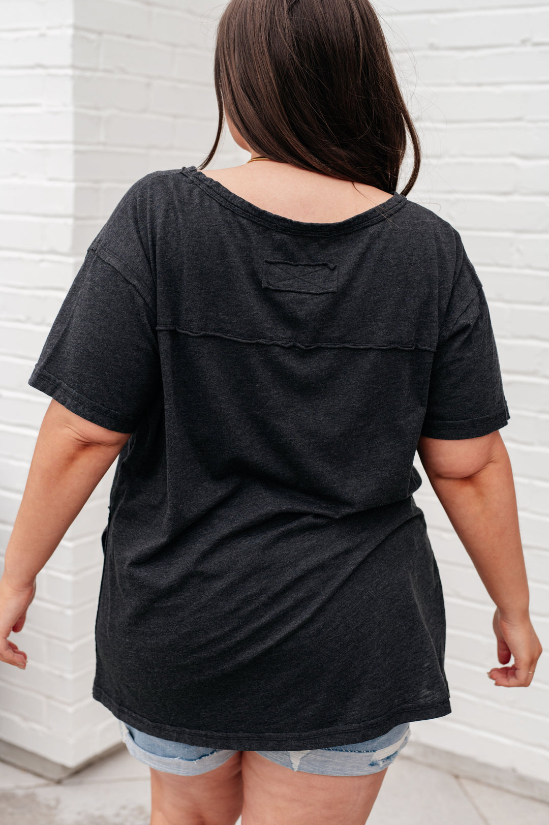 Let Me Live Relaxed Tee in Black-Short Sleeve Tops-Inspired by Justeen-Women's Clothing Boutique