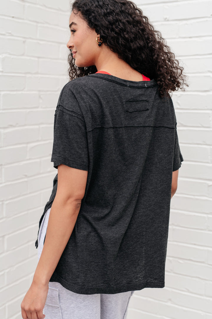 Let Me Live Relaxed Tee in Black-Short Sleeve Tops-Inspired by Justeen-Women's Clothing Boutique