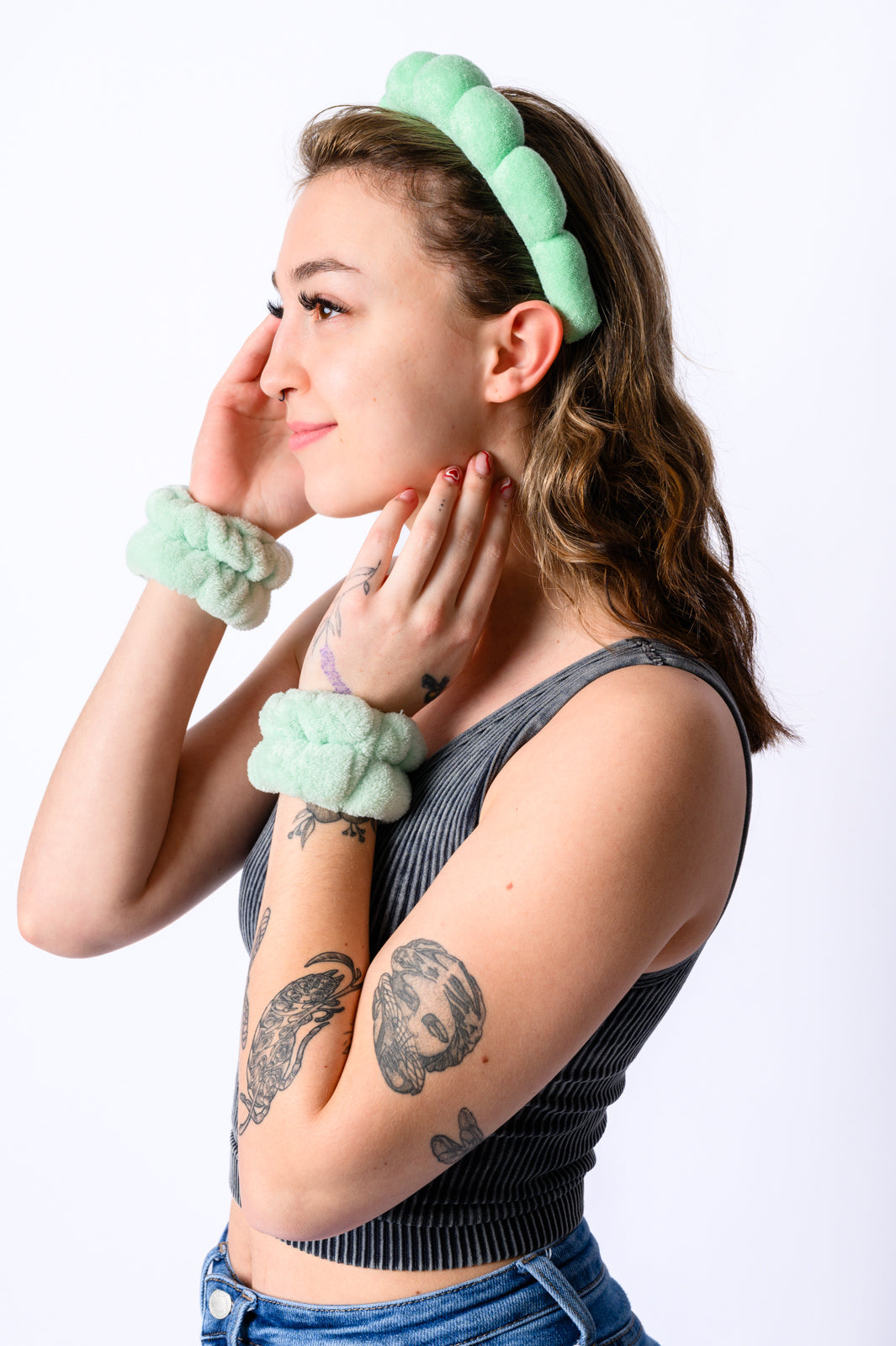 Lost in the Moment Headband and Wristband Set in Green-220 Beauty/Gift-Inspired by Justeen-Women's Clothing Boutique