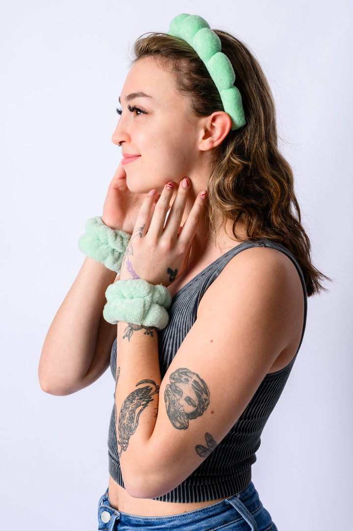 Lost in the Moment Headband and Wristband Set in Green-220 Beauty/Gift-Inspired by Justeen-Women's Clothing Boutique