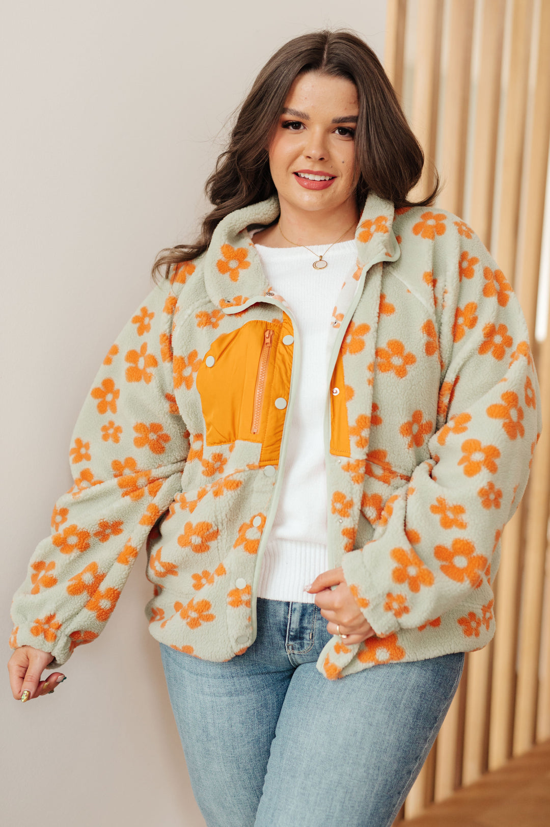 Love It Don't Leave It Floral Fleece Jacket-Outerwear-Inspired by Justeen-Women's Clothing Boutique