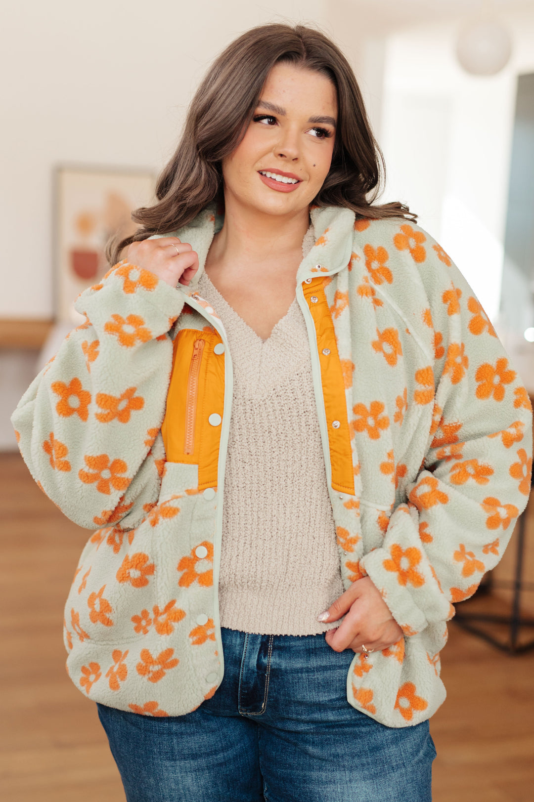 Love It Don't Leave It Floral Fleece Jacket-Outerwear-Inspired by Justeen-Women's Clothing Boutique