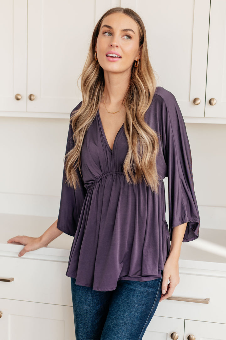 Love On The Line V-Neck Peplum Blouse-Long Sleeve Tops-Inspired by Justeen-Women's Clothing Boutique in Chicago, Illinois