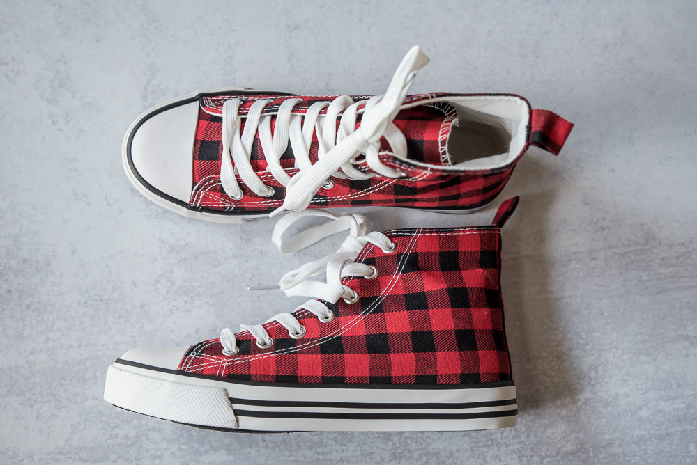 Got the Look Sneakers in Red Plaid-Miami Shoes-Inspired by Justeen-Women's Clothing Boutique