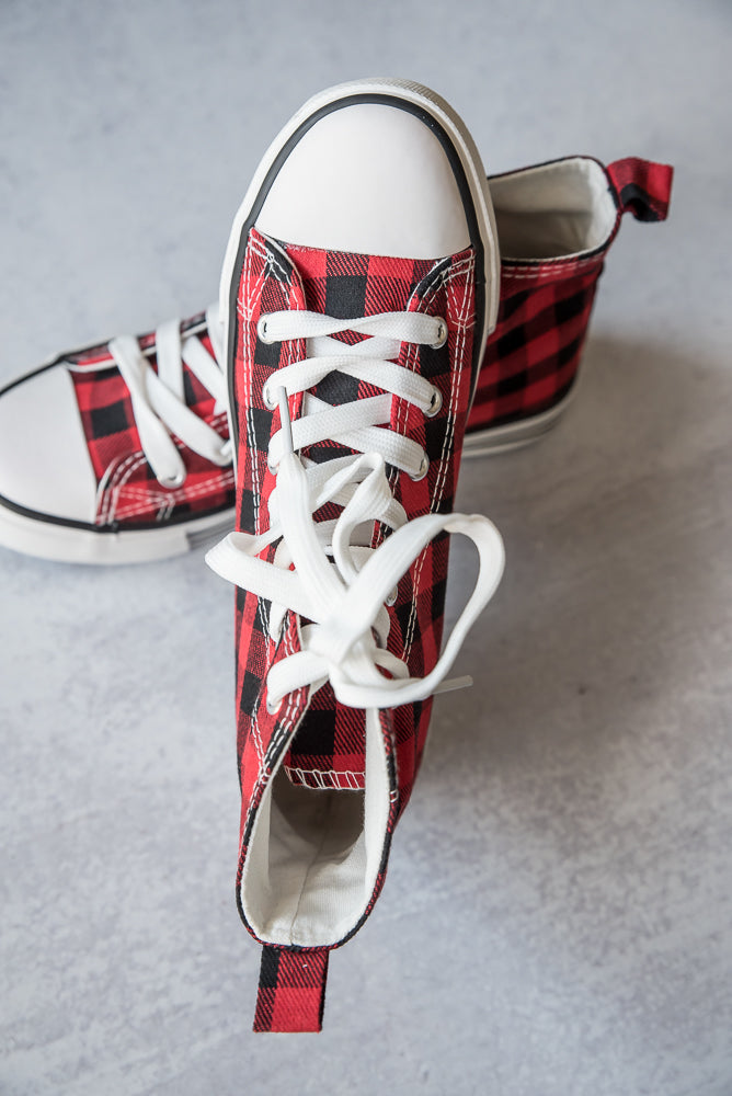 Got the Look Sneakers in Red Plaid-Miami Shoes-Inspired by Justeen-Women's Clothing Boutique