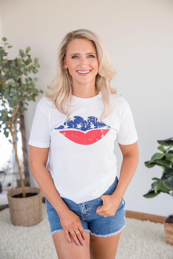 American Lips Graphic Tee-BT Graphic Tee-Inspired by Justeen-Women's Clothing Boutique