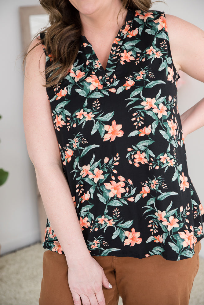 Tranquil Blooms Sleeveless Top-White Birch-Inspired by Justeen-Women's Clothing Boutique