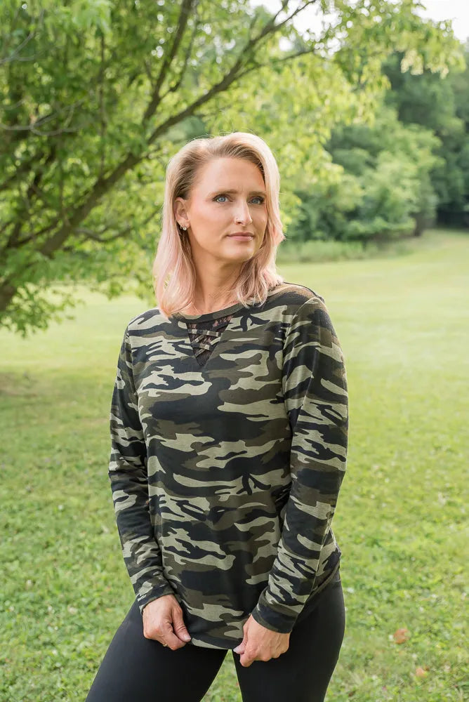 Classy in Camo Lace Top-YFW-Inspired by Justeen-Women's Clothing Boutique