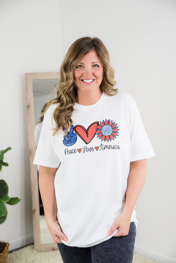 Peace Love America Tee-BT Graphic Tee-Inspired by Justeen-Women's Clothing Boutique