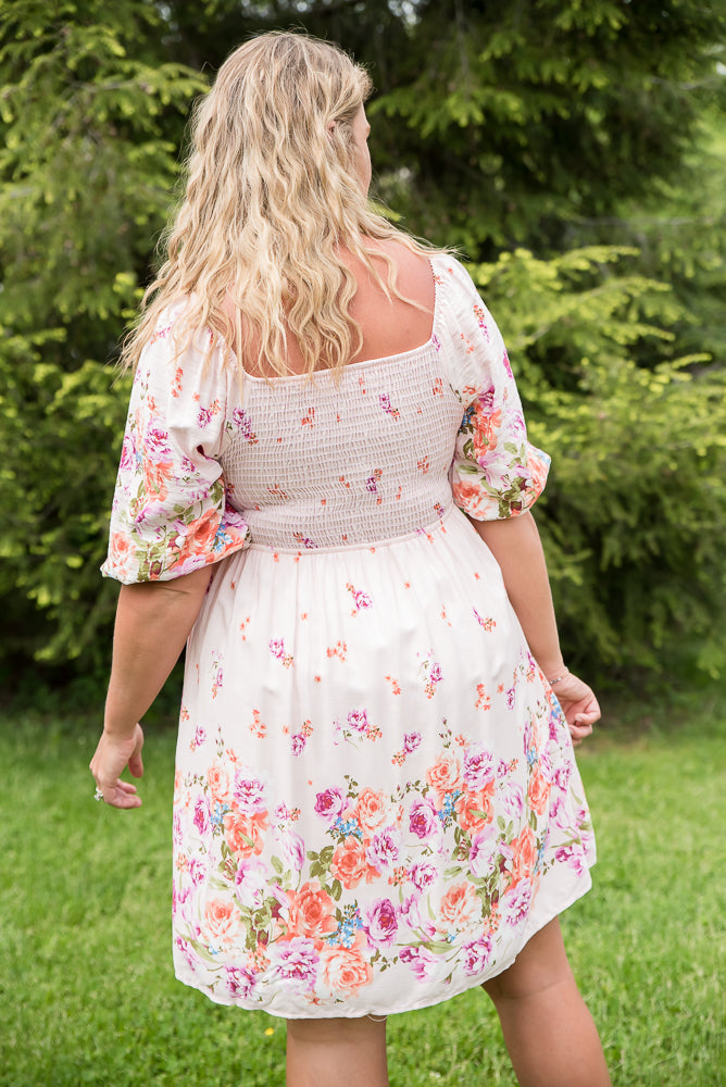 Elegant and Sweet Floral Dress-White Birch-Inspired by Justeen-Women's Clothing Boutique