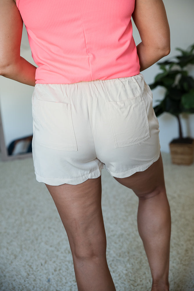 Off On a Picnic Scalloped Shorts-White Birch-Inspired by Justeen-Women's Clothing Boutique