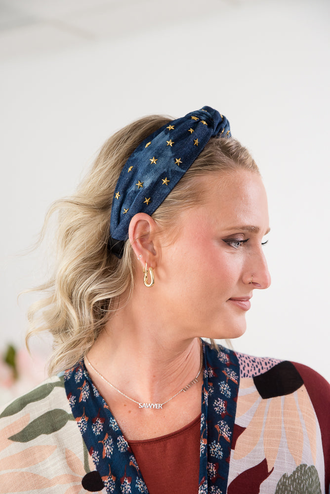 Stars on Denim Headband-Julia Rose-Inspired by Justeen-Women's Clothing Boutique