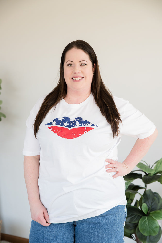 American Lips Graphic Tee-BT Graphic Tee-Inspired by Justeen-Women's Clothing Boutique