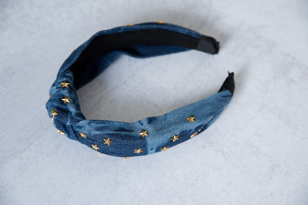 Stars on Denim Headband-Julia Rose-Inspired by Justeen-Women's Clothing Boutique